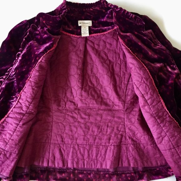 Anthropologie - Elevenses - Velvet Peplum Jacket - Swiss Dot Print - Wine - 4 - Picture 6 of 12